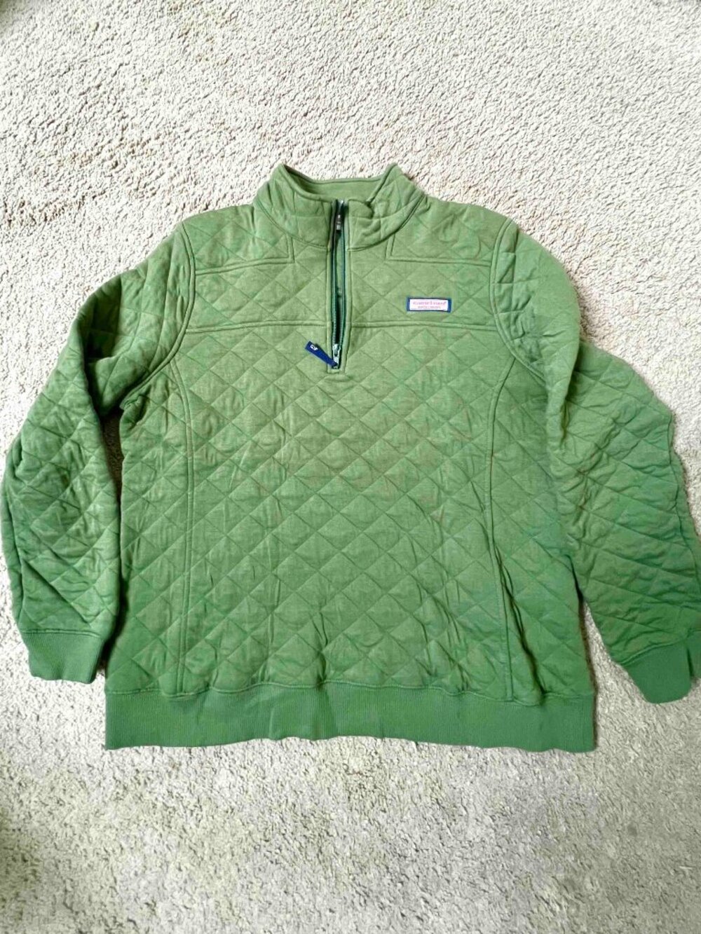 Vineyard Vines W's Quilted Shep Shirt, Olive Green, Size Large $40